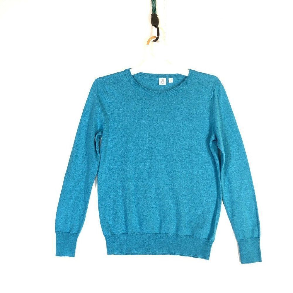GAP Fine Knit Sweater Ladies Small Bright Blue Cotton Pullover Lightweight